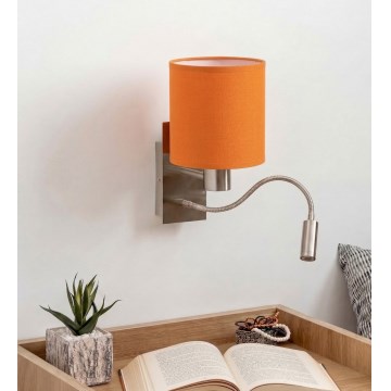 Brilagi - LED elastyczny kinkiet NUBILA 1xE27/25W/230V + LED/3W matowy chrom/pomarańczowy