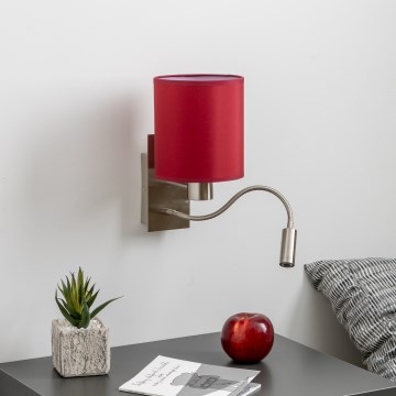 Brilagi - LED Elastyczny kinkiet NUBILA 1xE27/25W/230V + LED/3W matowy chrom/pompejańska czerwień