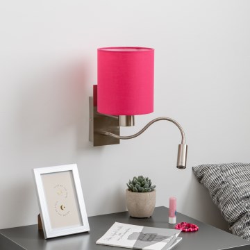 Brilagi - LED Elastyczny kinkiet NUBILA 1xE27/25W/230V + LED/3W matowy chrom/różowy