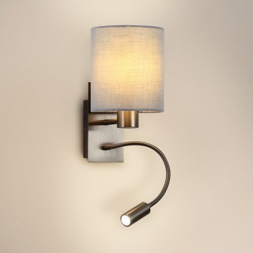 Brilagi - LED Elastyczny kinkiet NUBILA 1xE27/25W/230V + LED/3W matowy chrom/szary