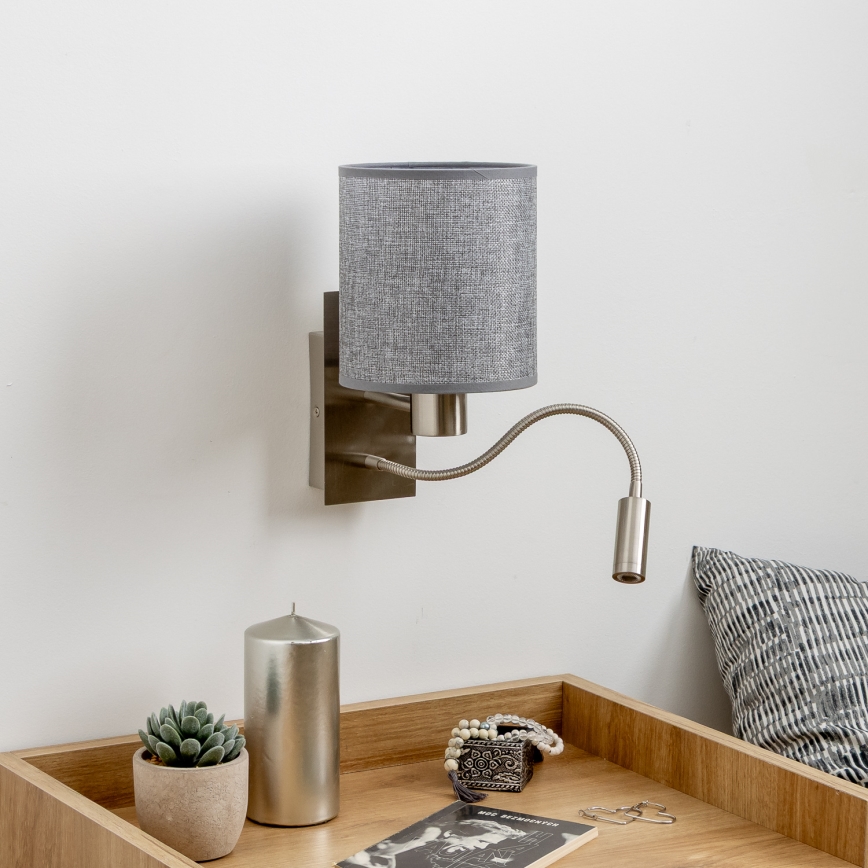 Brilagi - LED Elastyczny kinkiet NUBILA 1xE27/25W/230V + LED/3W matowy chrom/szary