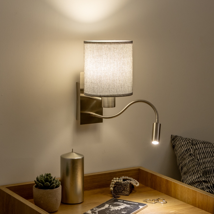 Brilagi - LED Elastyczny kinkiet NUBILA 1xE27/25W/230V + LED/3W matowy chrom/szary