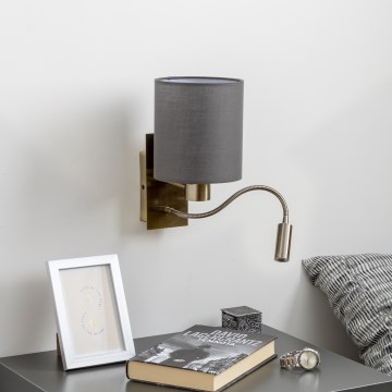 Brilagi - LED Elastyczny kinkiet NUBILA 1xE27/25W/230V + LED/3W mosiądz/antracyt