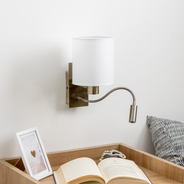 Brilagi - LED Elastyczny kinkiet NUBILA 1xE27/25W/230V + LED/3W mosiądz/biały