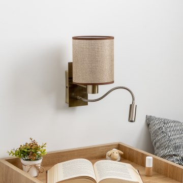 Brilagi - LED Elastyczny kinkiet NUBILA 1xE27/25W/230V + LED/3W mosiądz/brązowy