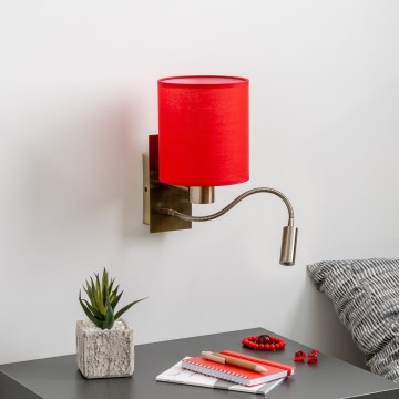 Brilagi - LED Elastyczny kinkiet NUBILA 1xE27/25W/230V + LED/3W mosiądz/czerwony
