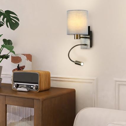 Brilagi - LED Elastyczny kinkiet NUBILA 1xE27/25W/230V + LED/3W mosiądz/kremowy