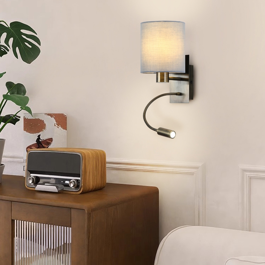 Brilagi - LED Elastyczny kinkiet NUBILA 1xE27/25W/230V + LED/3W mosiądz/kremowy
