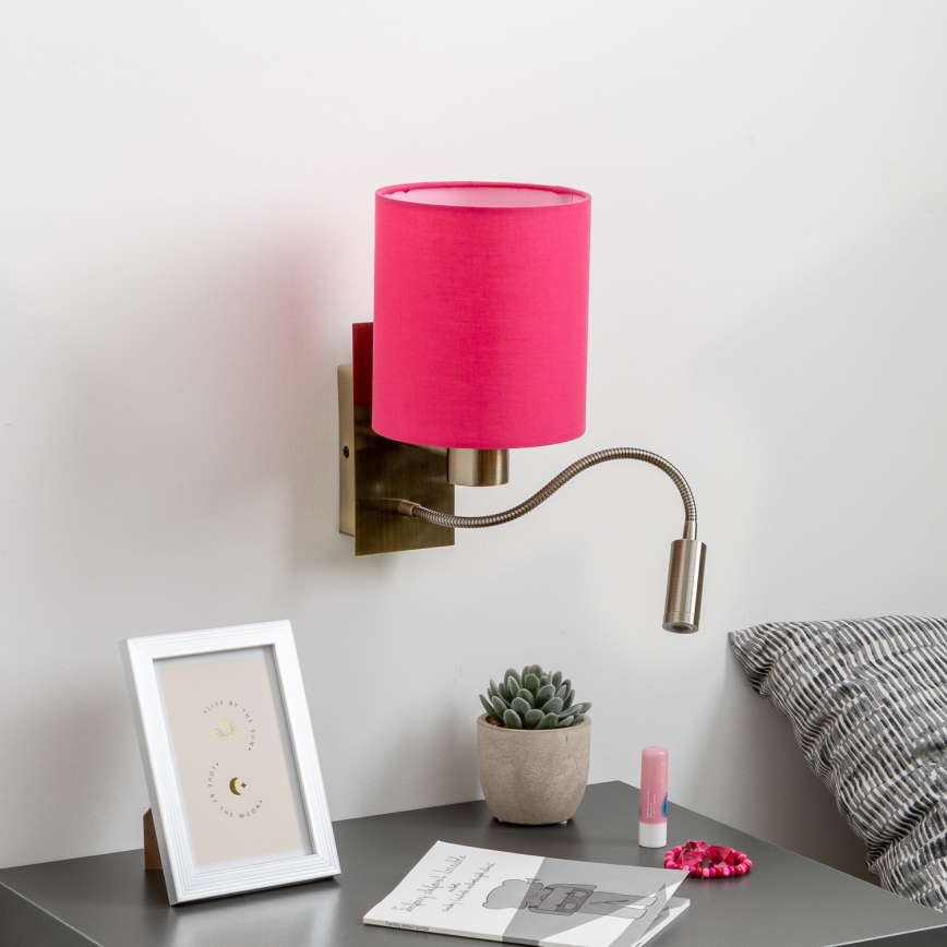 Brilagi - LED Elastyczny kinkiet NUBILA 1xE27/25W/230V + LED/3W mosiądz/różowy