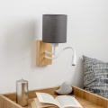 Brilagi - LED Elastyczny kinkiet NUBILA WOOD 1xE27/25W/230V + LED/3W dąb/antracyt