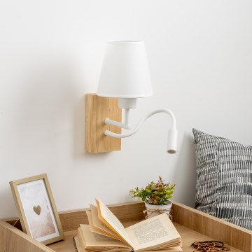 Brilagi - LED Elastyczny kinkiet NUBILA WOOD 1xE27/25W/230V + LED/3W dąb/biały