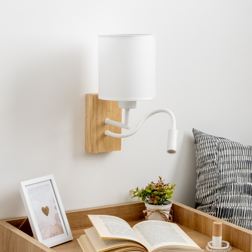 Brilagi - LED Elastyczny kinkiet NUBILA WOOD 1xE27/25W/230V + LED/3W dąb/biały