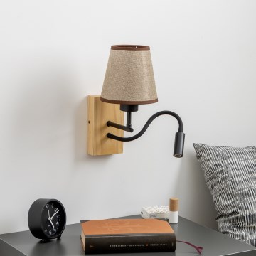 Brilagi - LED Elastyczny kinkiet NUBILA WOOD 1xE27/25W/230V + LED/3W dąb/brązowy