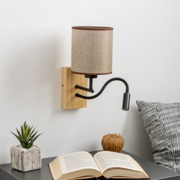 Brilagi - LED Elastyczny kinkiet NUBILA WOOD 1xE27/25W/230V + LED/3W dąb/brązowy