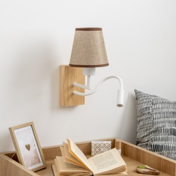 Brilagi - LED Elastyczny kinkiet NUBILA WOOD 1xE27/25W/230V + LED/3W dąb/brązowy