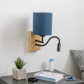Brilagi - LED Elastyczny kinkiet NUBILA WOOD 1xE27/25W/230V + LED/3W dąb/ciemnoniebieski
