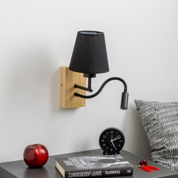 Brilagi - LED Elastyczny kinkiet NUBILA WOOD 1xE27/25W/230V + LED/3W dąb/czarny
