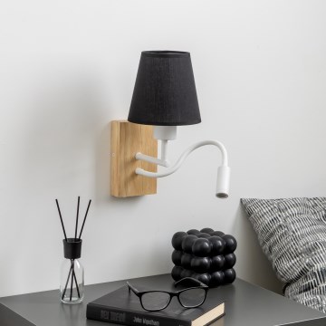 Brilagi - LED Elastyczny kinkiet NUBILA WOOD 1xE27/25W/230V + LED/3W dąb/czarny