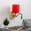 Brilagi - LED Elastyczny kinkiet NUBILA WOOD 1xE27/25W/230V + LED/3W dąb/czerwony