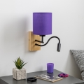 Brilagi - LED Elastyczny kinkiet NUBILA WOOD 1xE27/25W/230V + LED/3W dąb/fioletowy