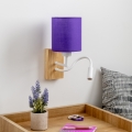 Brilagi - LED Elastyczny kinkiet NUBILA WOOD 1xE27/25W/230V + LED/3W dąb/fioletowy