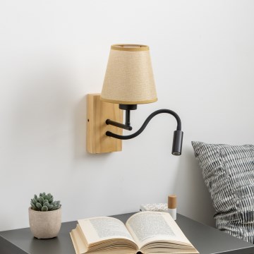 Brilagi - LED Elastyczny kinkiet NUBILA WOOD 1xE27/25W/230V + LED/3W dąb/jasnobrązowy