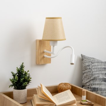 Brilagi - LED Elastyczny kinkiet NUBILA WOOD 1xE27/25W/230V + LED/3W dąb/jasnobrązowy