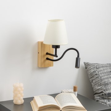 Brilagi - LED Elastyczny kinkiet NUBILA WOOD 1xE27/25W/230V + LED/3W dąb/kremowy