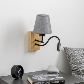 Brilagi - LED Elastyczny kinkiet NUBILA WOOD 1xE27/25W/230V + LED/3W dąb/szary