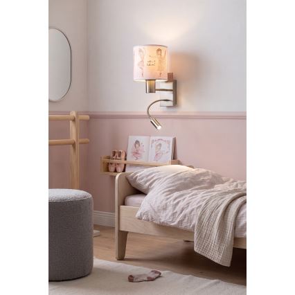 Brilagi - LED Dziecięca elastyczna lampa ścienna BOBO 1xE27/25W/230V + LED/3W matowy chrom/biały/różowy/baletki