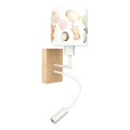 Brilagi - LED giętki kinkiet dziecięcy BOBO WOOD 1xE27/25W/230V + LED/3W dąb/biały/zwierzątka