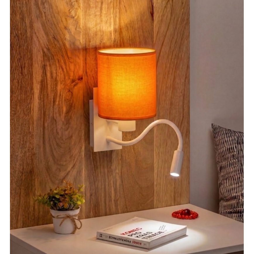 Brilagi - LED elastyczny kinkiet NUBILA 1xE27/25W/230V + LED/3W biały/pomarańczowy