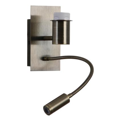 Brilagi - Giętna lampa ścienna LED NUBILA 1xE27/25W/230V + LED/3W mosiądz/jasnoszary