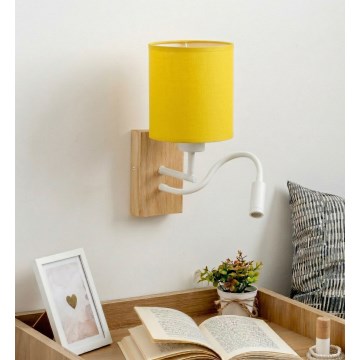 Brilagi - LED giętna lampa ścienna NUBILA WOOD 1xE27/25W/230V + LED/3W dąb/biały/żółty