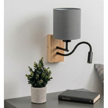 Brilagi - LED Giętna lampa ścienna NUBILA WOOD 1xE27/25W/230V + LED/3W dąb/czarny/jasnoszary