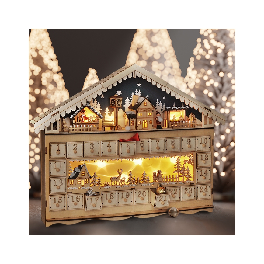 Brilagi - LED Kalendarz adwentowy LED/2xAA sosna