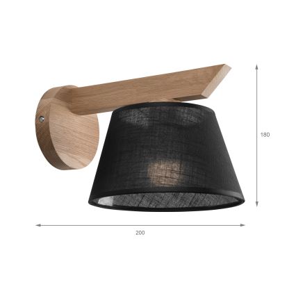 Brilagi - LED  Kinkiet ANTHONY 1xE14/40W/230V dąb/czarny