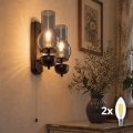 BRILAGI - LED Kinkiet COTTAGE 2xE14/40W/230V buk/dymnoszary