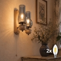 BRILAGI - LED kinkiet COTTAGE 2xE14/40W/230V dąb/przydymiony szary