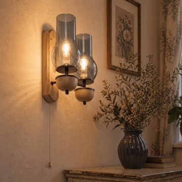 BRILAGI - LED kinkiet COTTAGE 2xE14/40W/230V dąb/przydymiony szary
