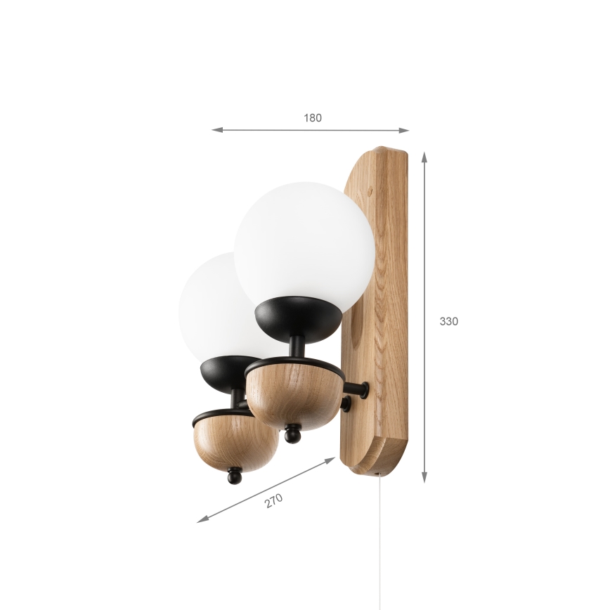 Brilagi - LED Kinkiet COTTAGE 2xG9/40W/230V dąb/biały