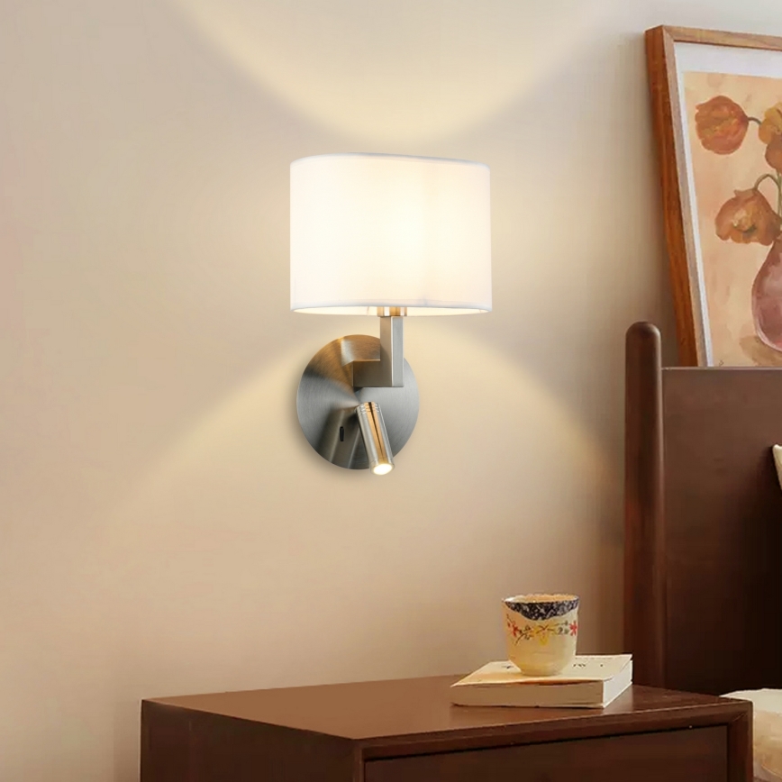 Brilagi - LED Kinkiet DAYA 1xE14/40W/230V + LED/3W biały/matowy chrom