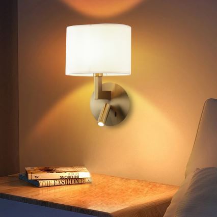 Brilagi - LED Kinkiet DAYA 1xE14/40W/230V + LED/3W biały/matowy chrom