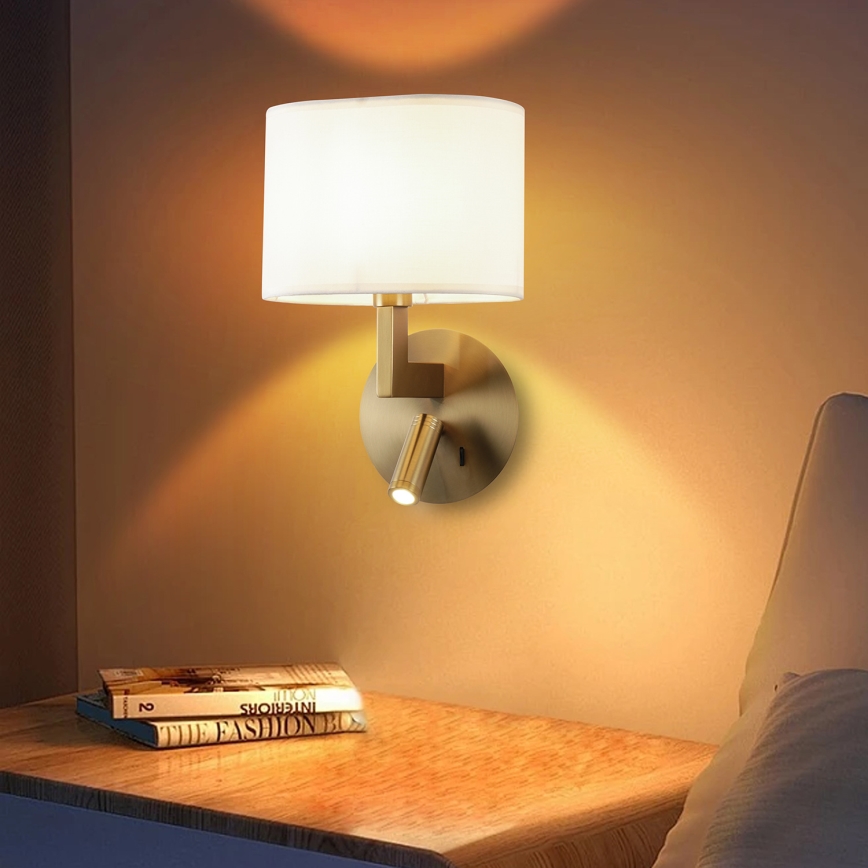 Brilagi - LED Kinkiet DAYA 1xE14/40W/230V + LED/3W biały/matowy chrom