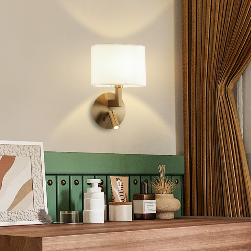 Brilagi - LED Kinkiet DAYA 1xE14/40W/230V + LED/3W biały/matowy chrom