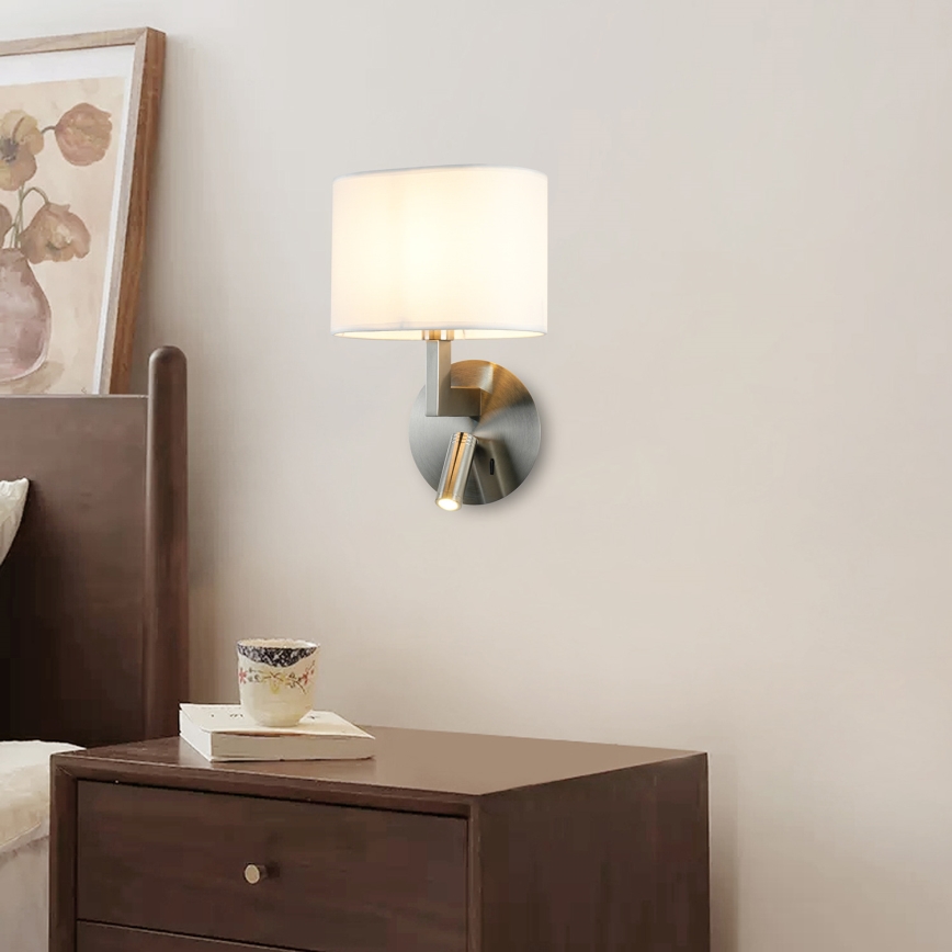Brilagi - LED Kinkiet DAYA 1xE14/40W/230V + LED/3W biały/matowy chrom
