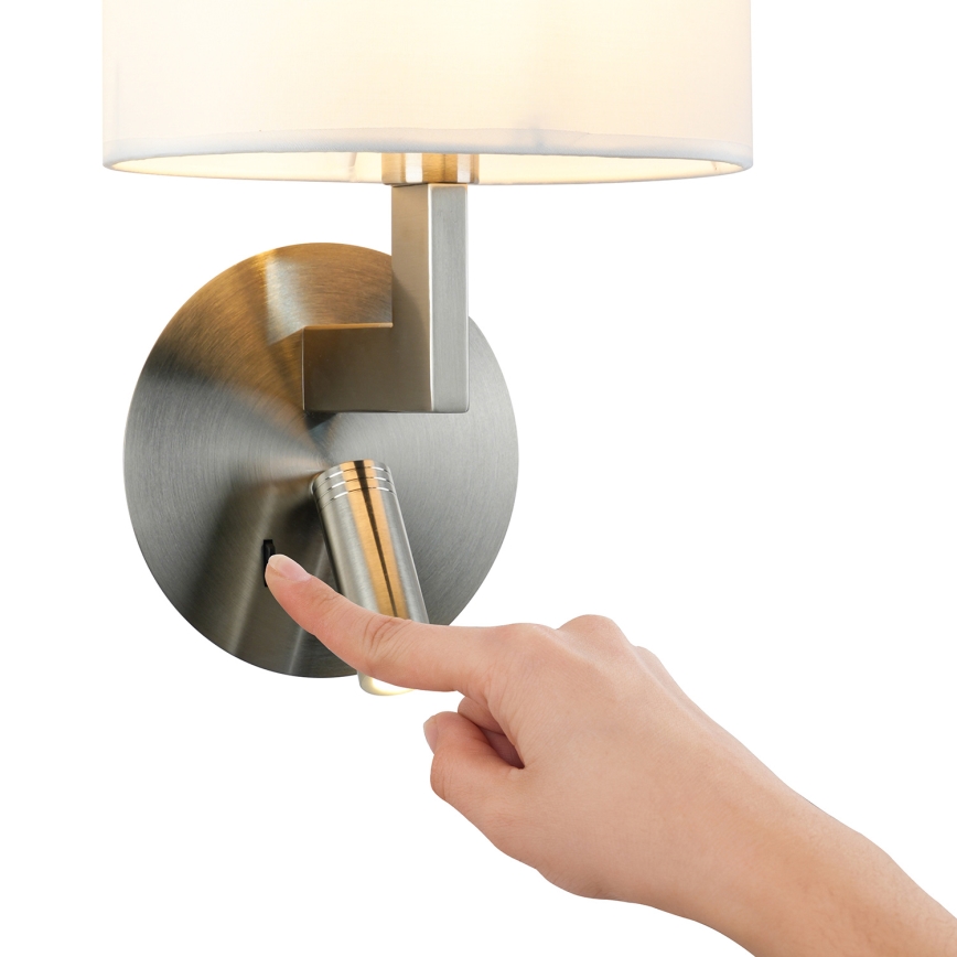 Brilagi - LED Kinkiet DAYA 1xE14/40W/230V + LED/3W biały/matowy chrom