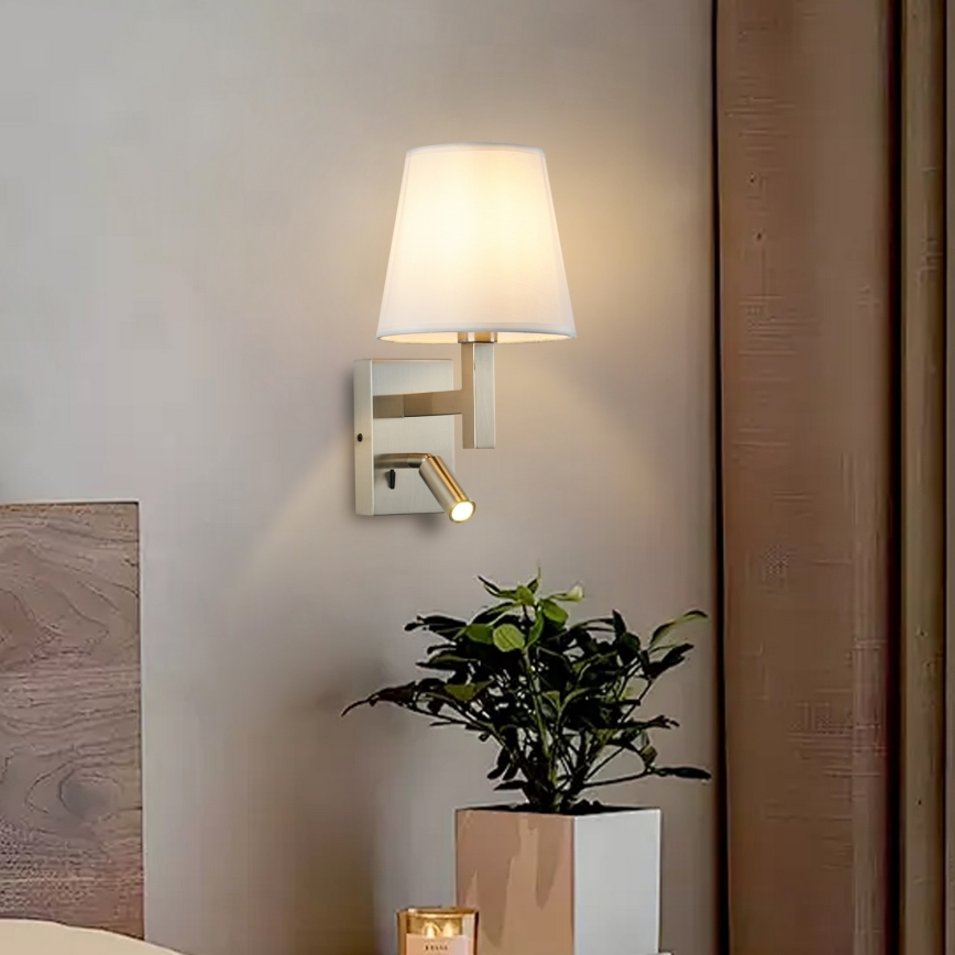 Brilagi - LED Kinkiet DEYA 1xE14/40W/230V + LED/3W biały/matowy chrom