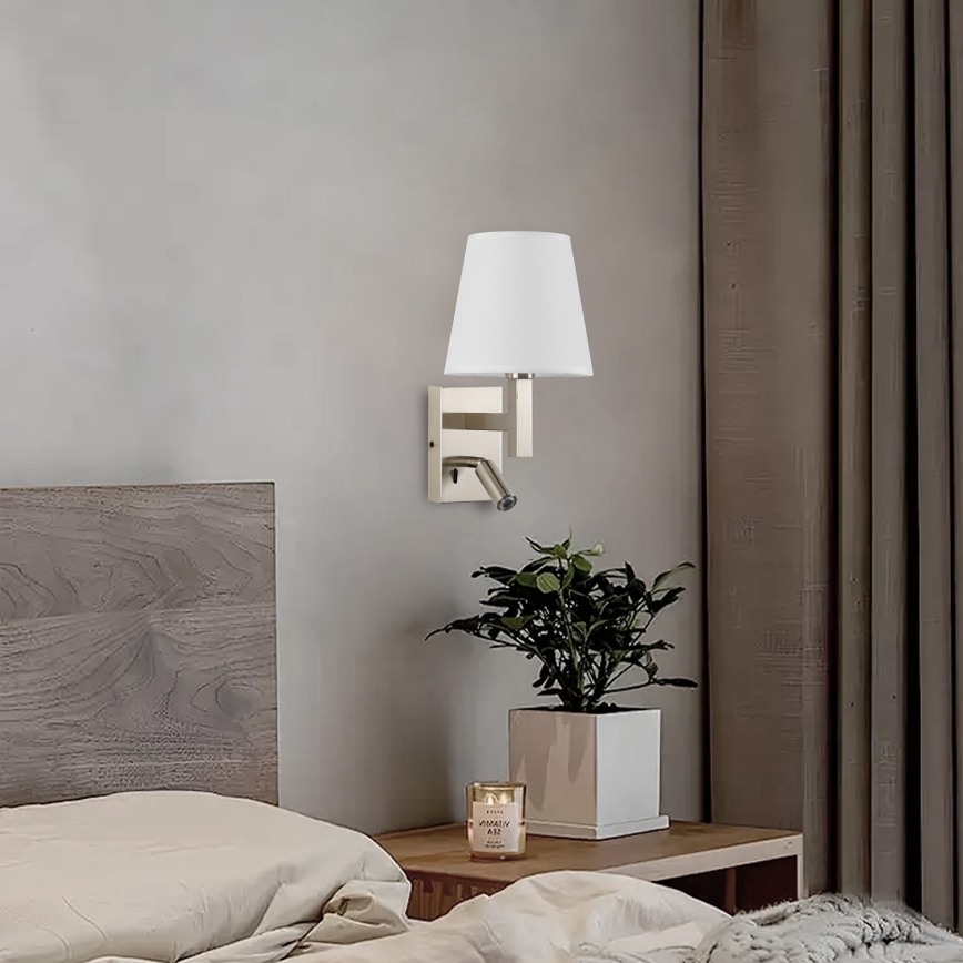 Brilagi - LED Kinkiet DEYA 1xE14/40W/230V + LED/3W biały/matowy chrom