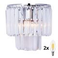 Brilagi - LED Kinkiet kryształowy MOZART 2xE14/40W/230V chrom błyszczący